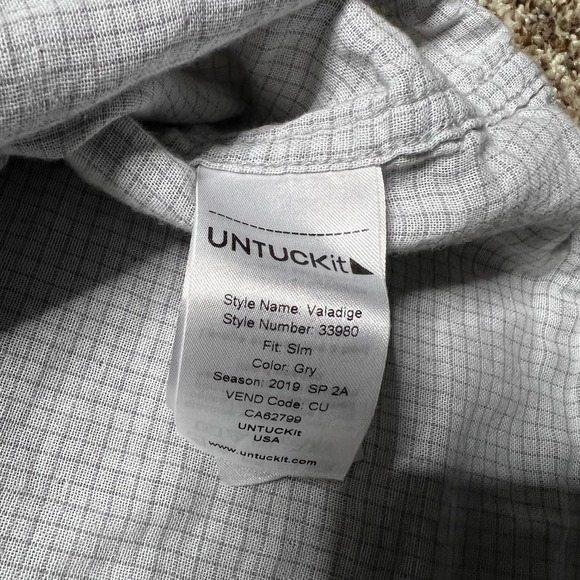 UNTUCKit Slim Fit Cotton Button Down Shirt Collared Gray Mens Size Large - Picture 6 of 8